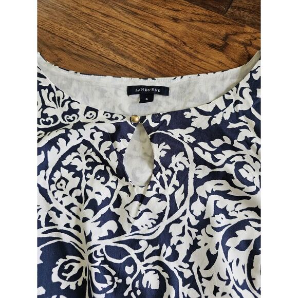 Lands' End Navy Blue Floral Sheath Dress Women's Size 6 Coastal Party - Picture 5 of 11